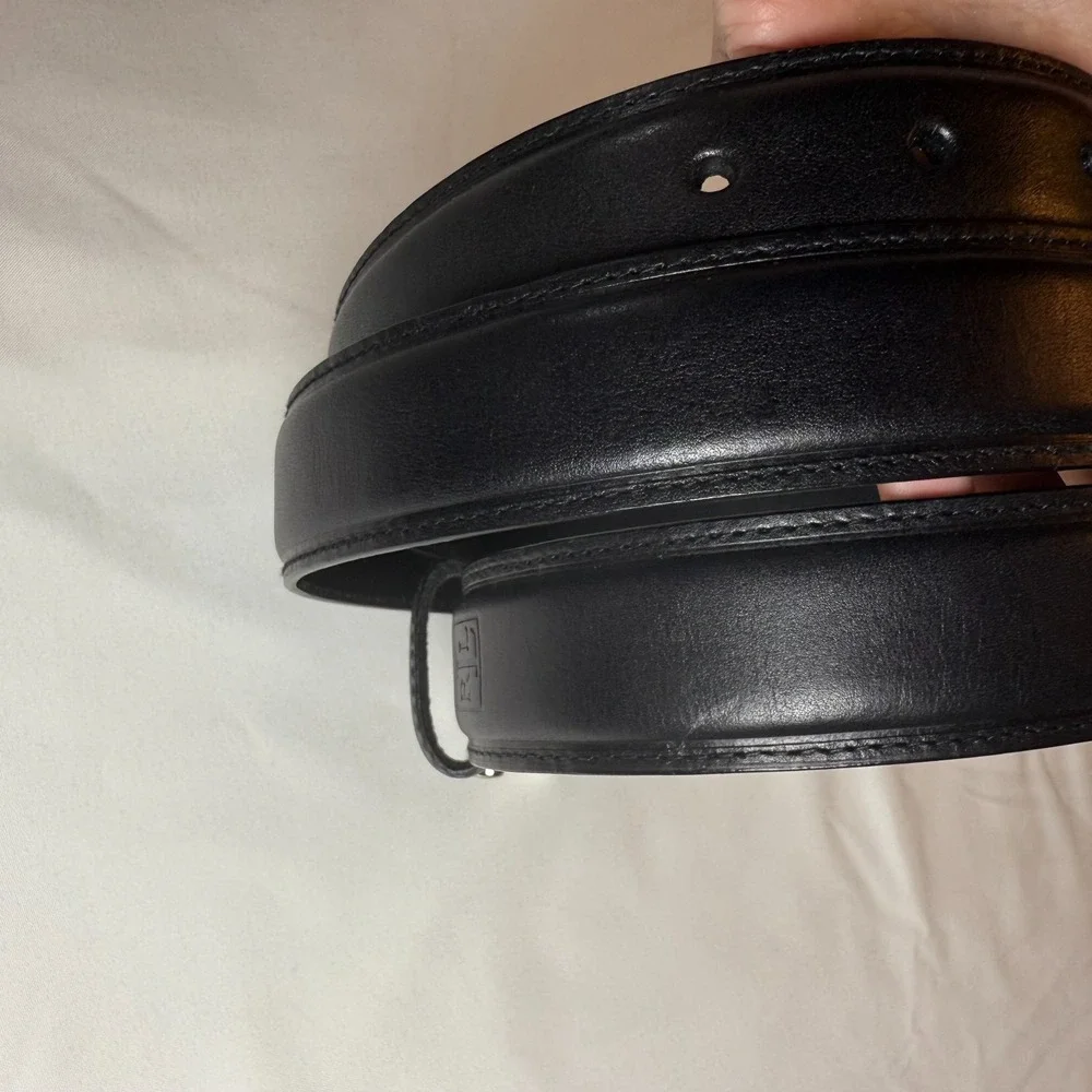 Vintage Lauren Ralph Lauren‎ Mens Leather Belt Black Size 42/105 Embossed Logo